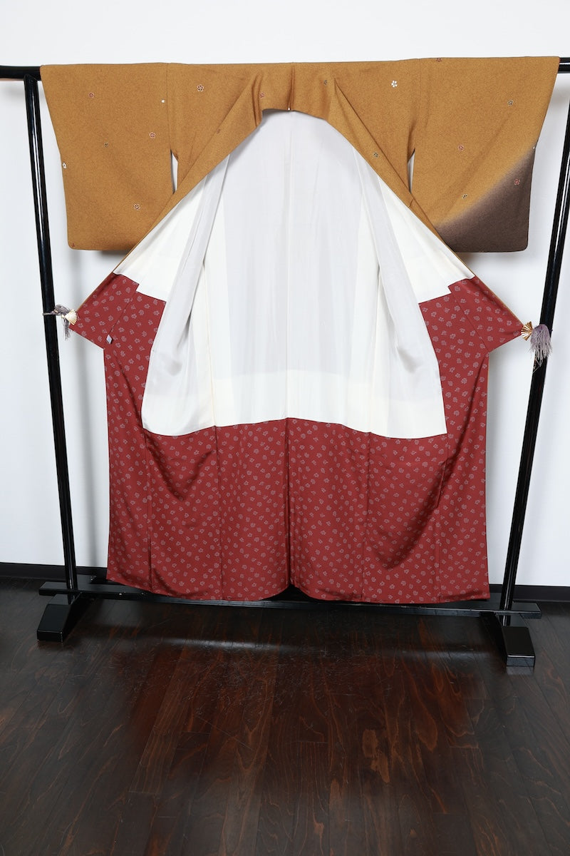 Houmongi kimono Stylish mustard yellow /R451