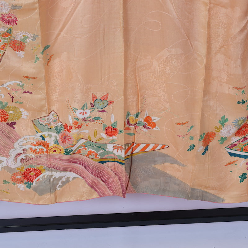 Antique kimono  (Irotomesode) M-size 100% silk  / 1395