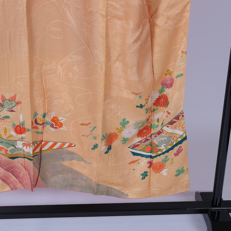 Antique kimono  (Irotomesode) M-size 100% silk  / 1395