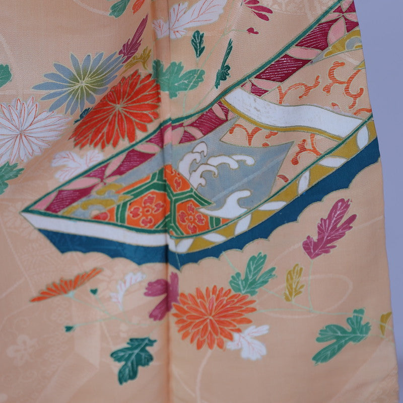 Antique kimono  (Irotomesode) M-size 100% silk  / 1395