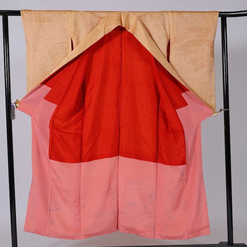 Antique kimono  (Irotomesode) M-size 100% silk  / 1395