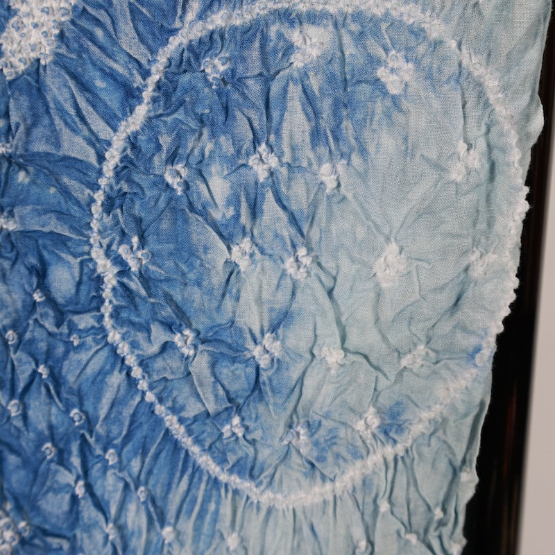 New Shibori Yukata, New, Kanoko Shibori, Indigo, Shades of Blue, White, Flowers, Z0003