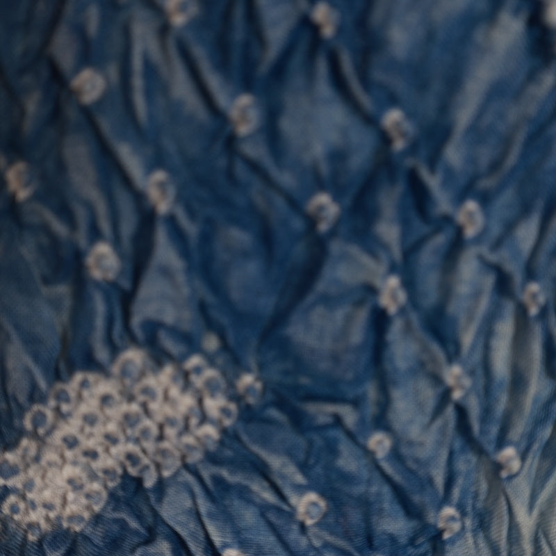 New Shibori Yukata, New, Kanoko Shibori, Indigo, Shades of Blue, White, Flowers, Z0003