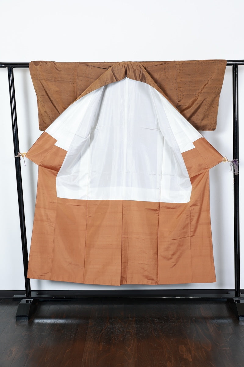 Tsumugi kimono Tea shade New, unused item /R491