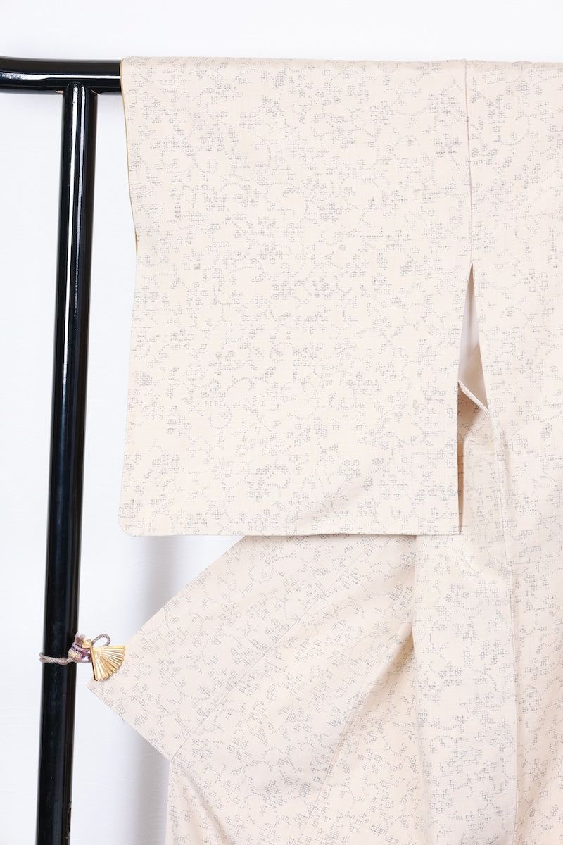 Tsumugi kimono white Pre-owned /R490
