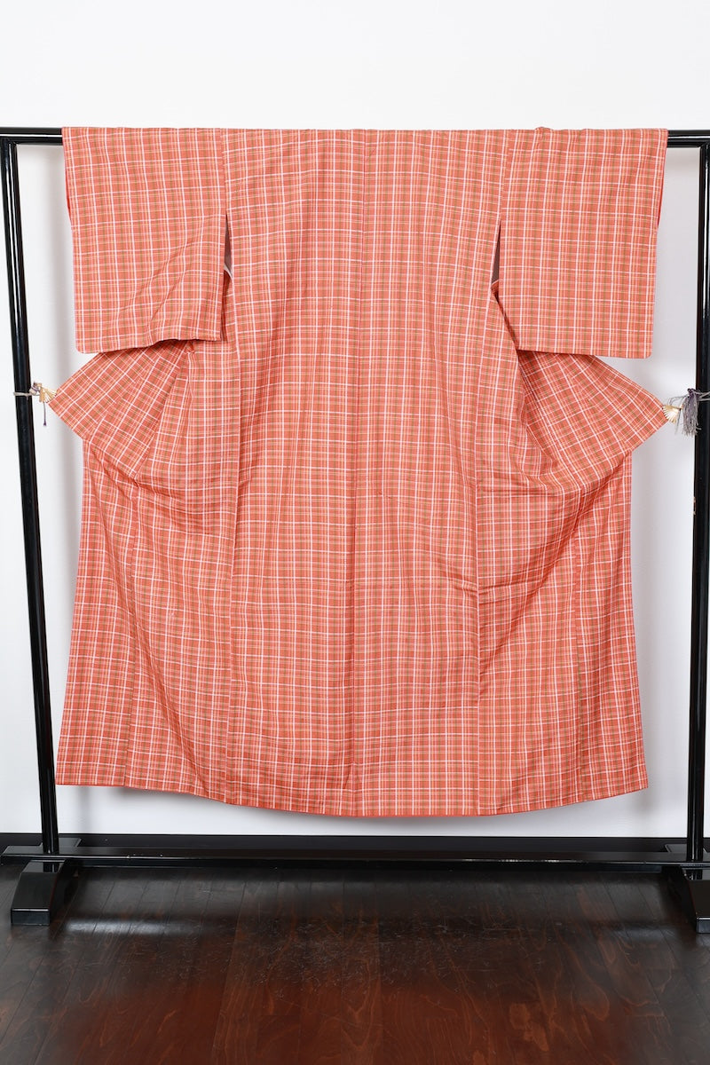 Tsumugi kimono orange New, unused item /R466