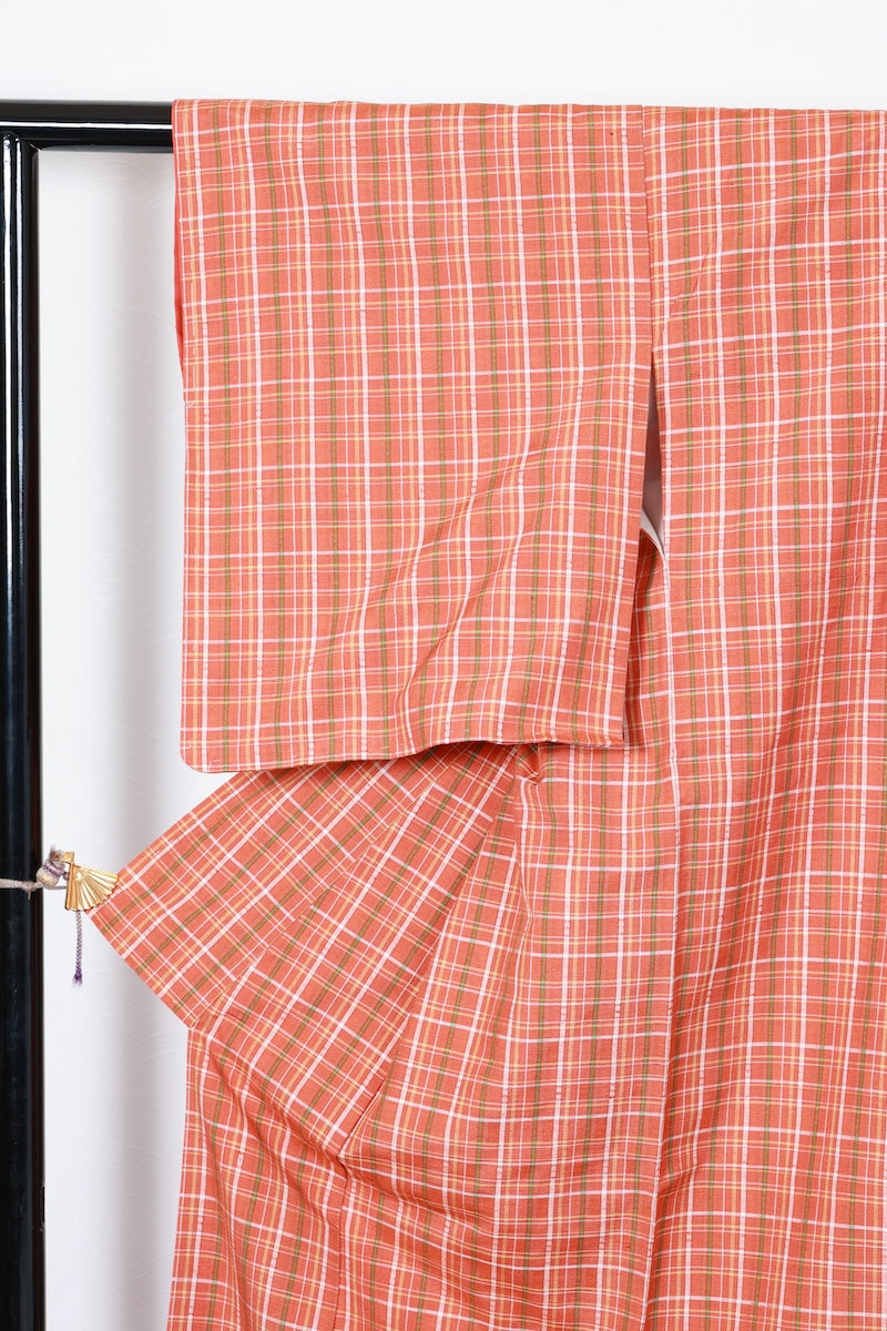 Tsumugi kimono orange New, unused item /R466