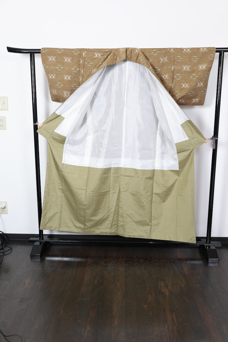 Tsumugi kimono sorrel Pre-powned /R469