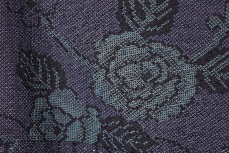 Komon kimono Indigo shade flower Pre-owned /R483