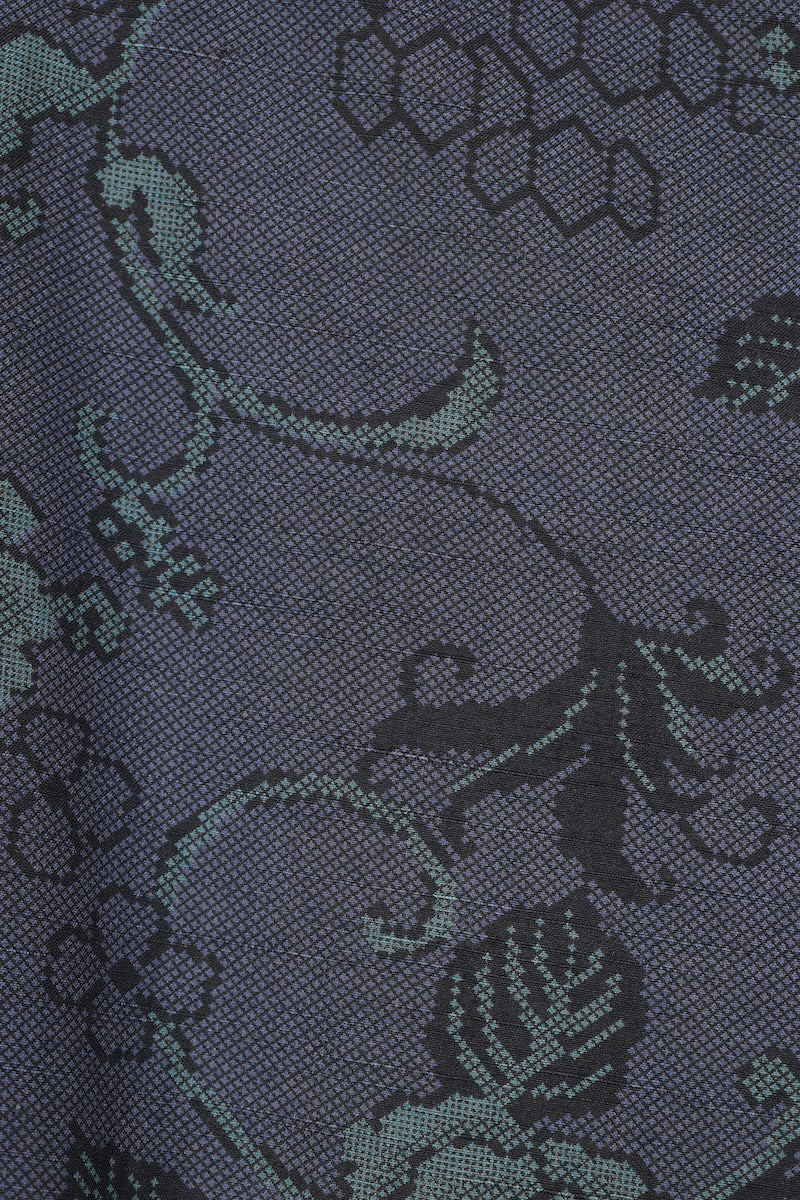 Komon kimono Indigo shade flower Pre-owned /R483