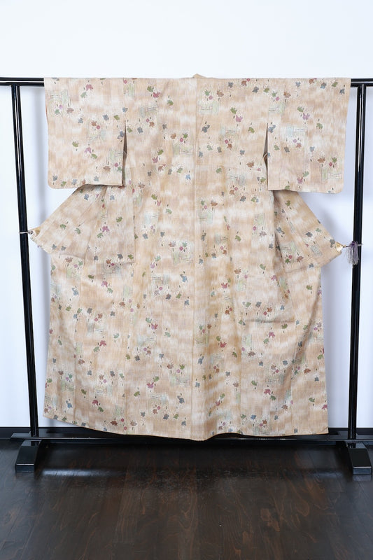 Tsumugi kimono brown beige Pre-owned /R480