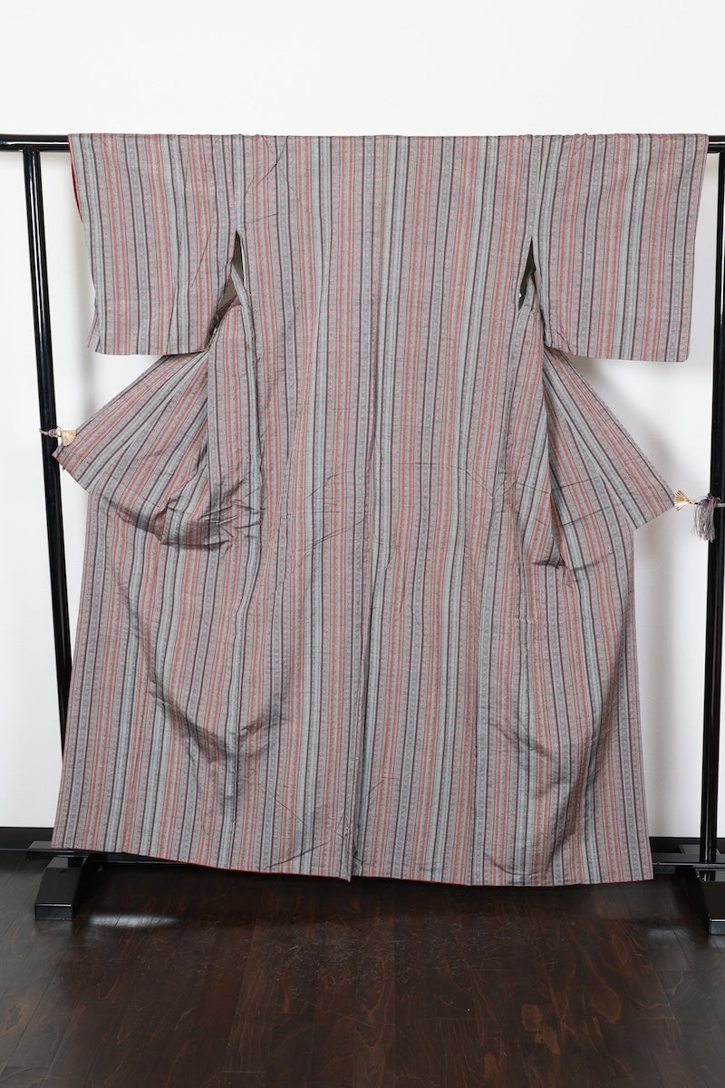 Tsumugi kimono gray Pre-owned /R480