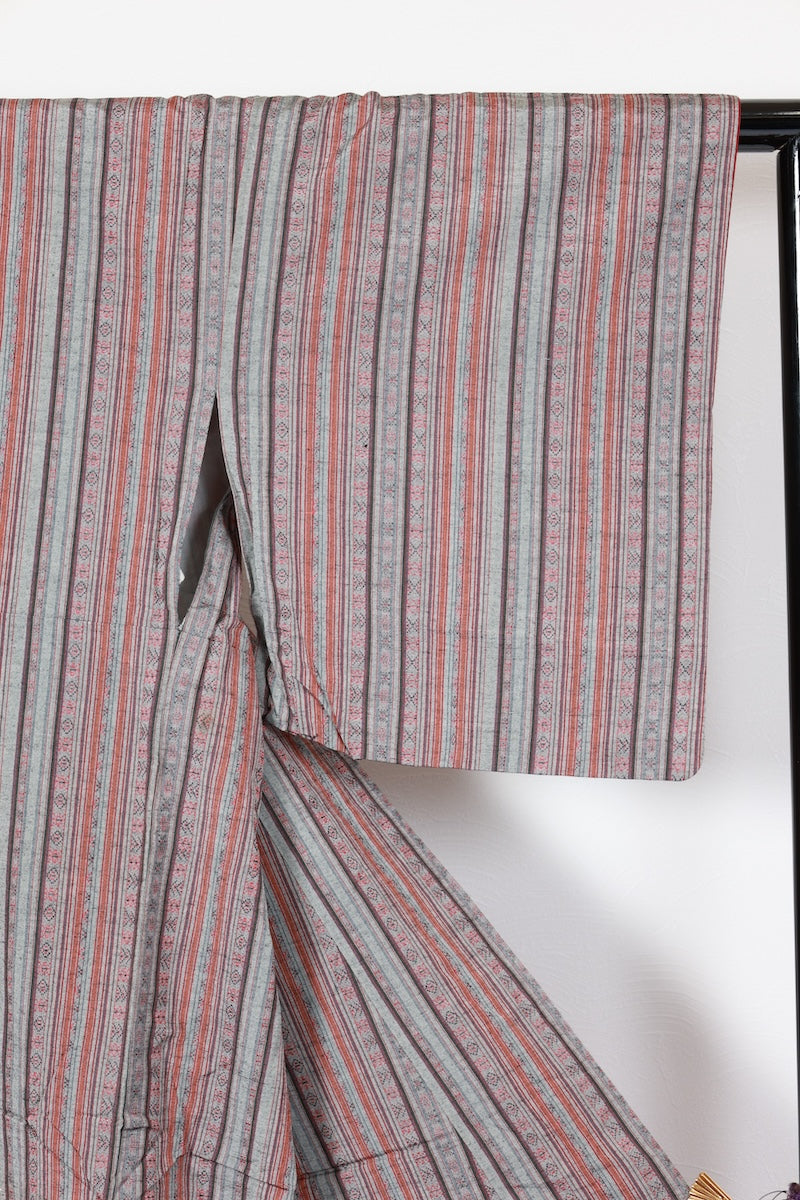 Tsumugi kimono gray Pre-owned /R480