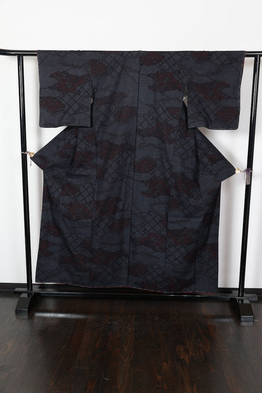Tsumugi Kimono Indigo shade New, unused item /R481