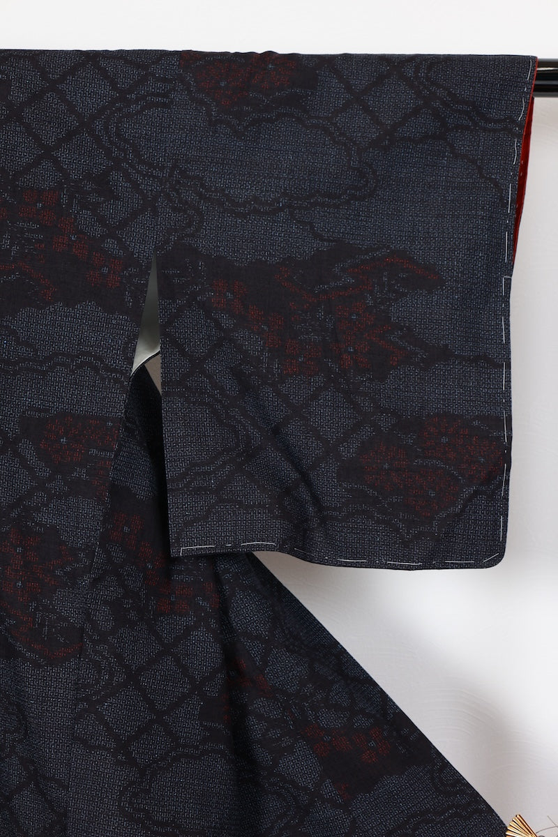 Tsumugi Kimono Indigo shade New, unused item /R481