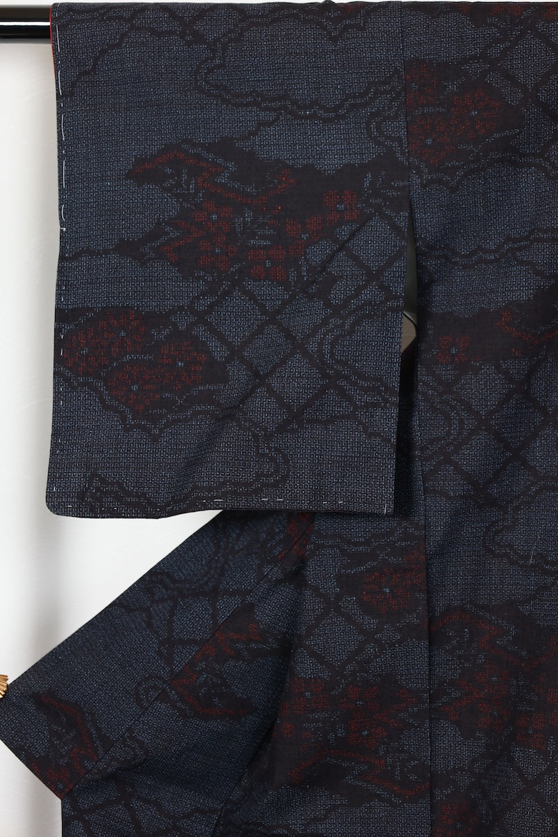 Tsumugi Kimono Indigo shade New, unused item /R481