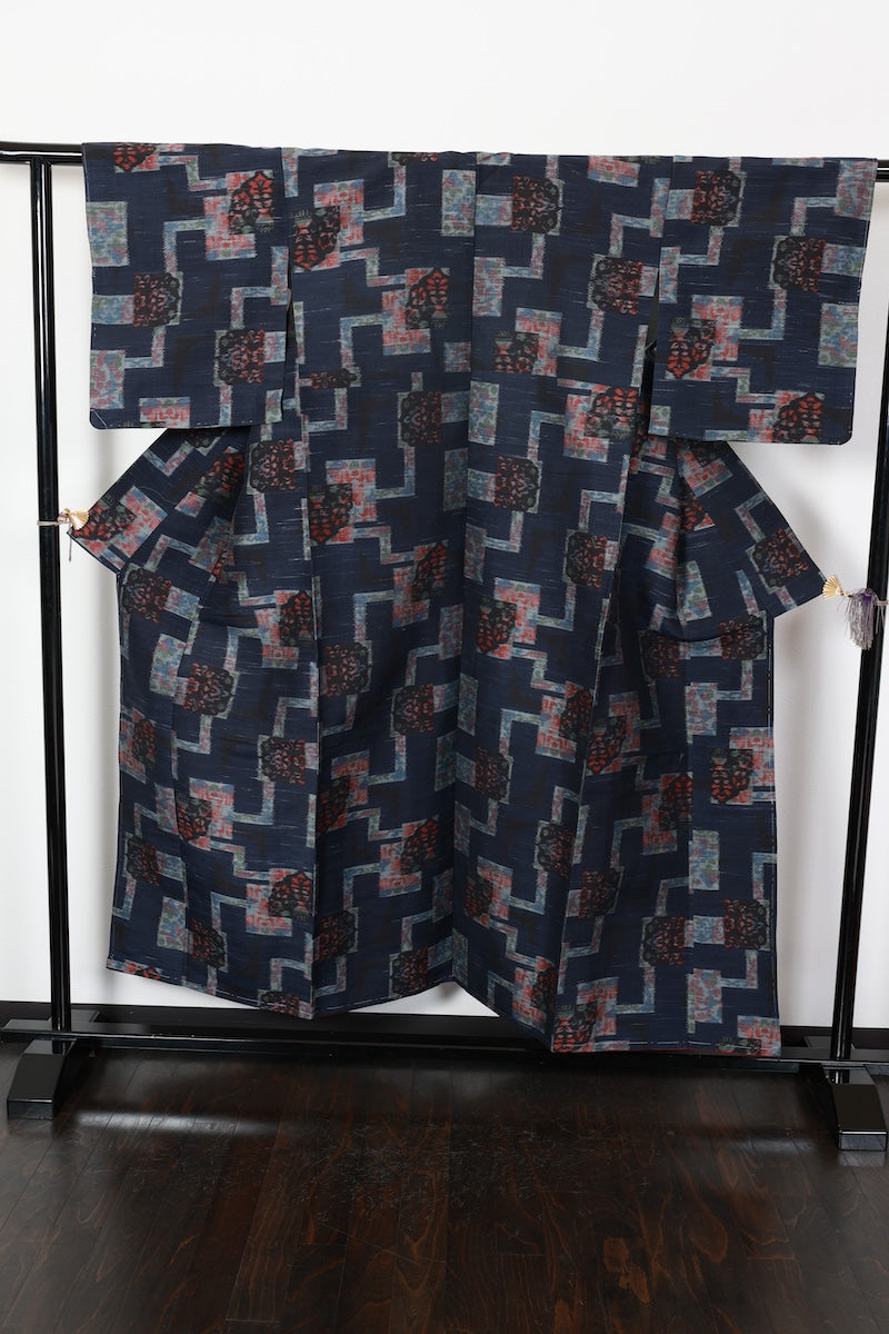 Tsumugi kimono Indigo New, unused item /R469