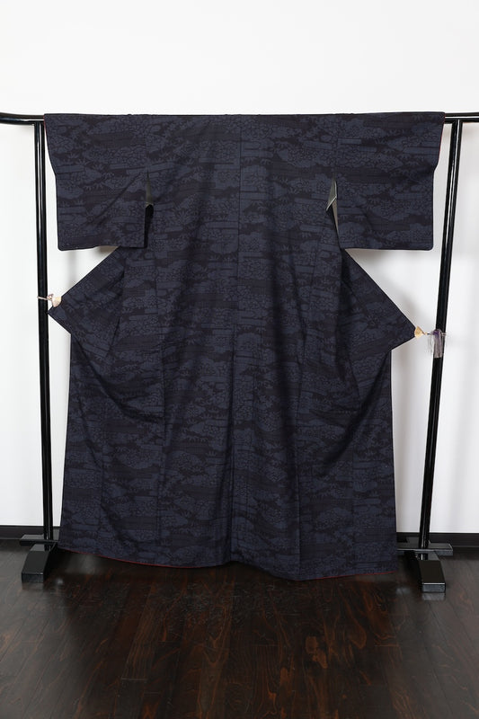 Tsumugi kimono Indigo shade Pre-owned/ R470
