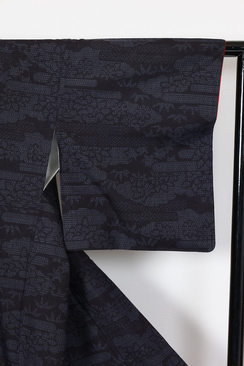 Tsumugi kimono Indigo shade/ R470