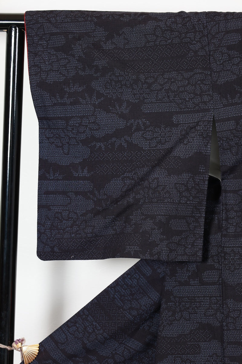 Tsumugi kimono Indigo shade/ R470
