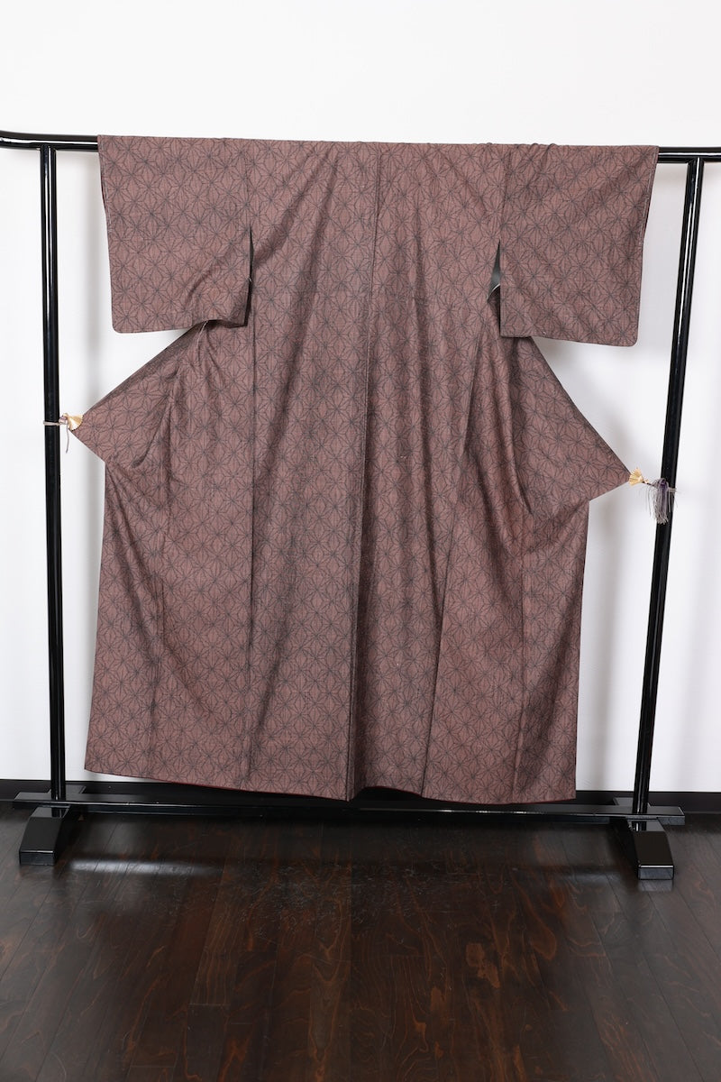 Tsumugi kimono Hemp leaf pattern /R460