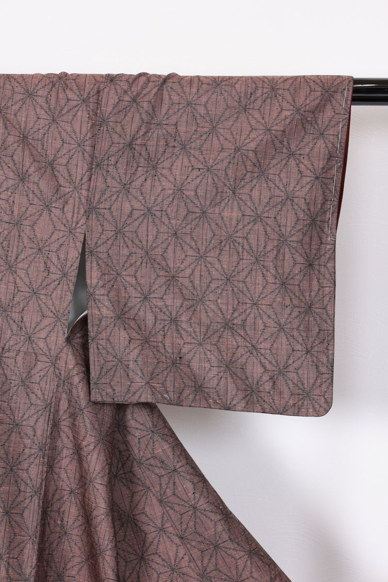 Tsumugi kimono Hemp leaf pattern /R460