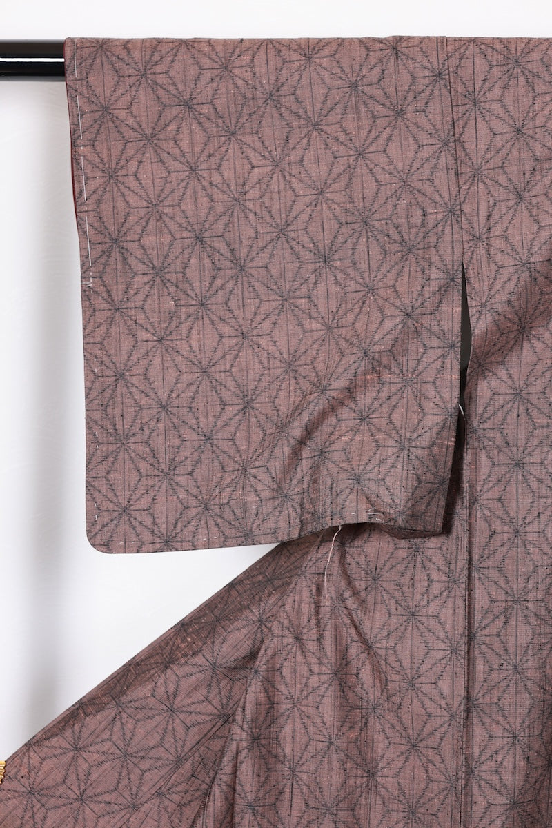 Tsumugi kimono Hemp leaf pattern /R460