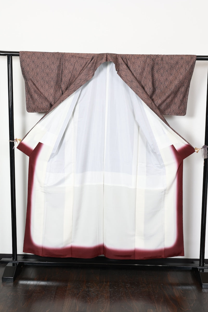 Tsumugi kimono Hemp leaf pattern /R460