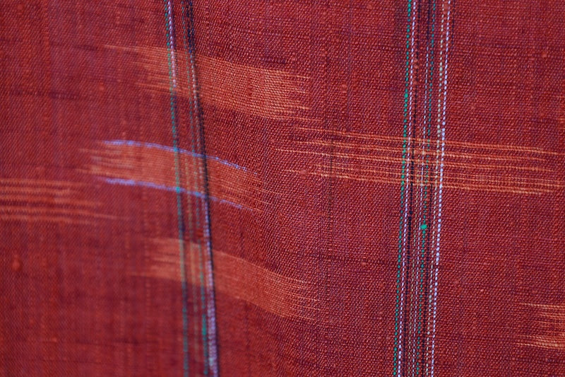 Tsumugi kimono madder red Pre-owned /R475