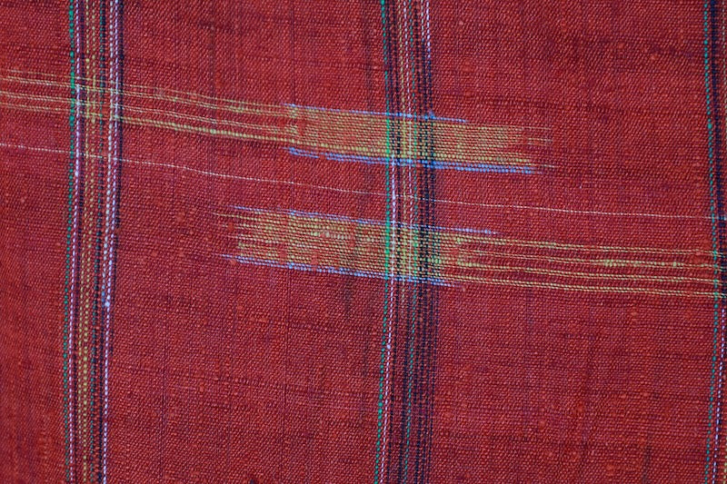 Tsumugi kimono madder red Pre-owned /R475
