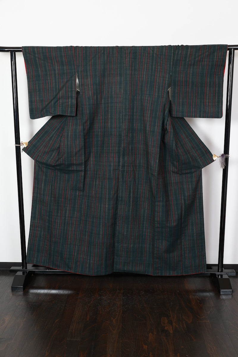 Tsumugi kimono Deep green /R474
