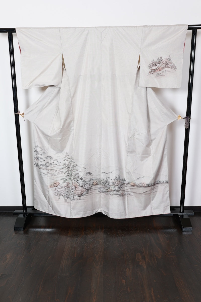 Tsumugi kimono white indigo Pre-owned /R497