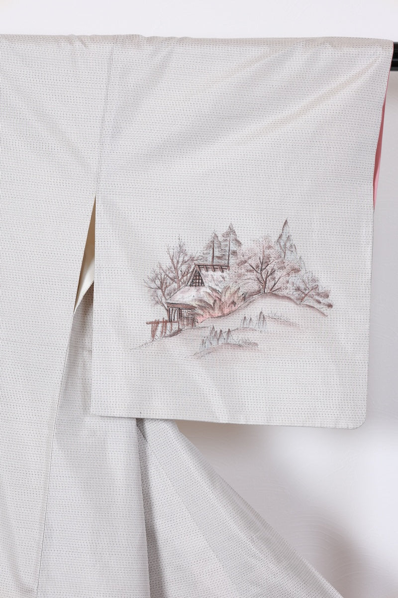 Tsumugi kimono white indigo Pre-owned /R497