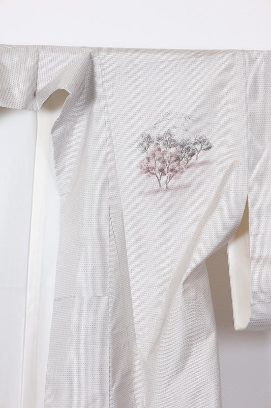 Tsumugi kimono white indigo Pre-owned /R497