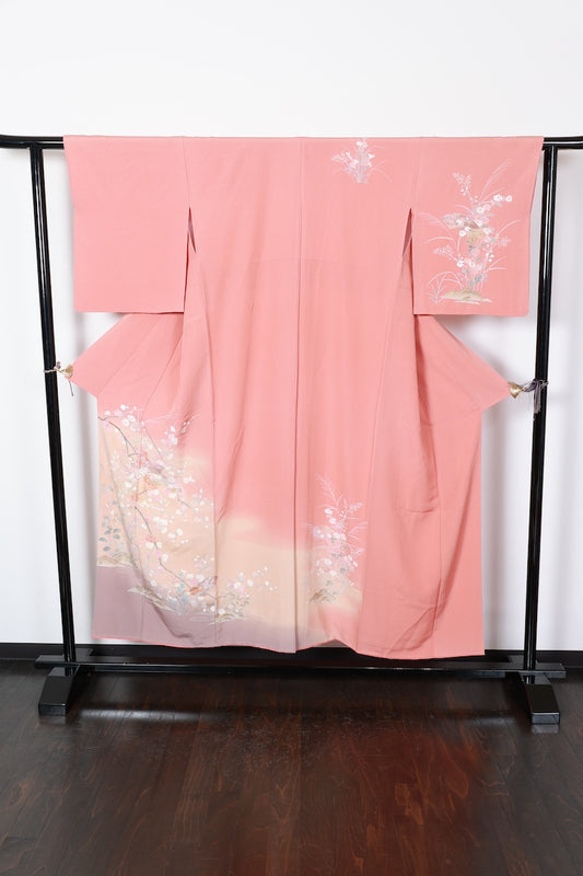 Houmongi kimono Coral pink gold Pre-owned /R502