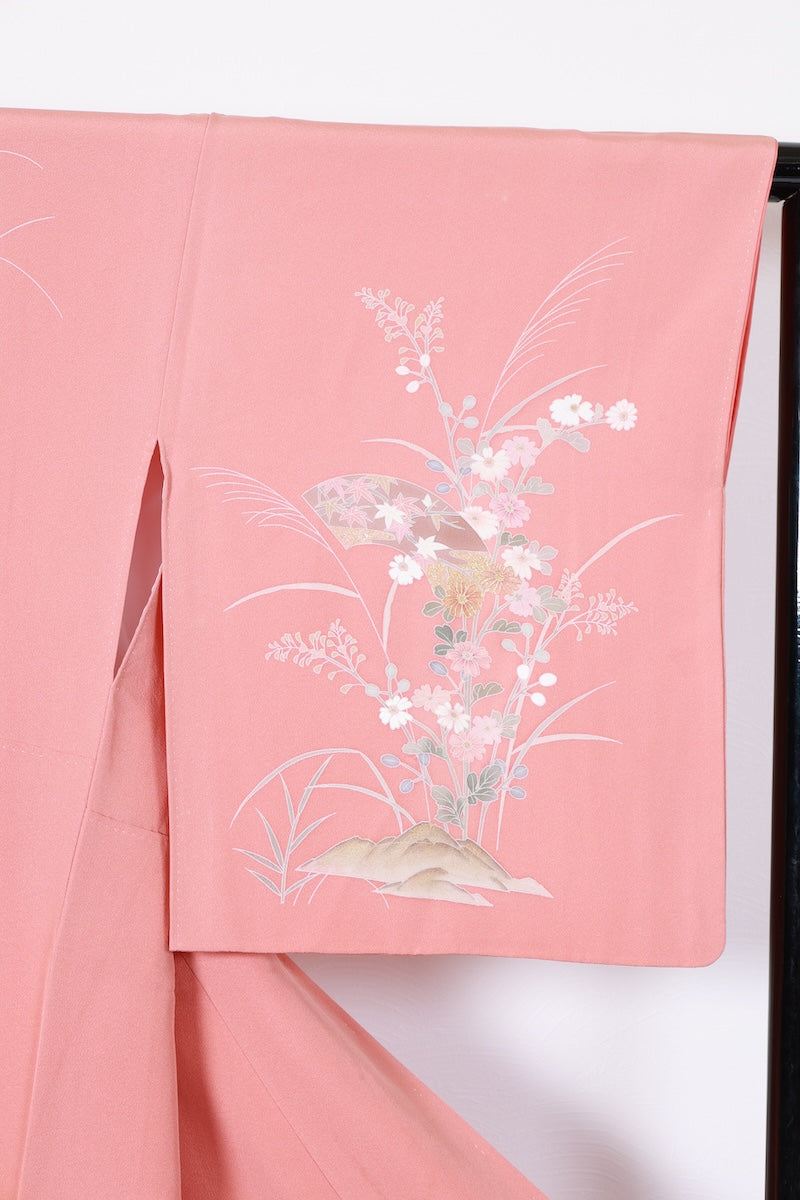 Houmongi kimono Coral pink gold Pre-owned /R502