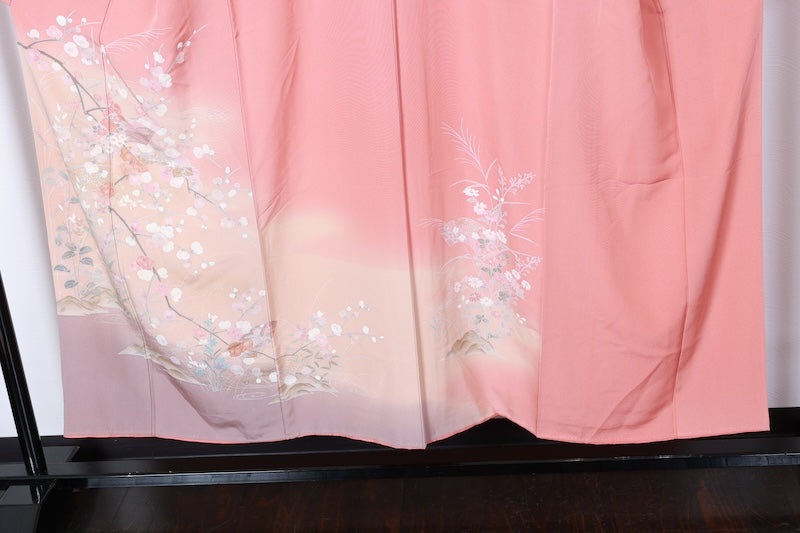 Houmongi kimono Coral pink gold Pre-owned /R502