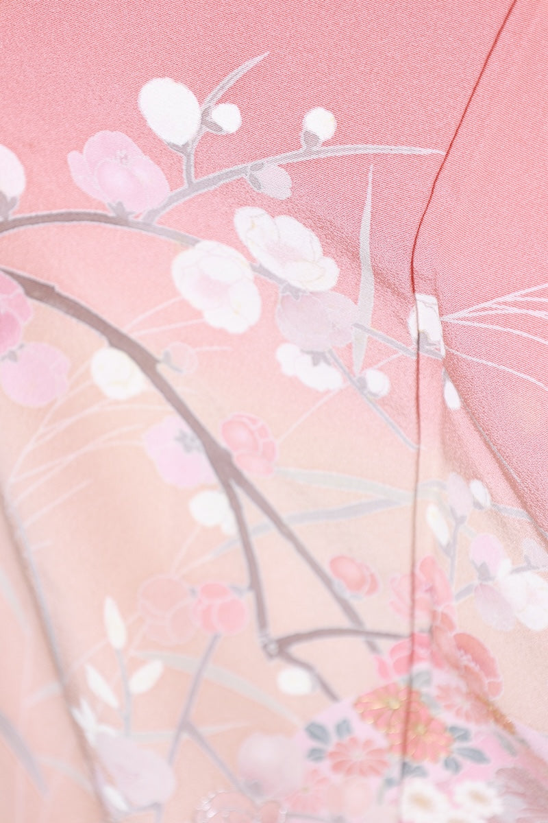 Houmongi kimono Coral pink gold Pre-owned /R502