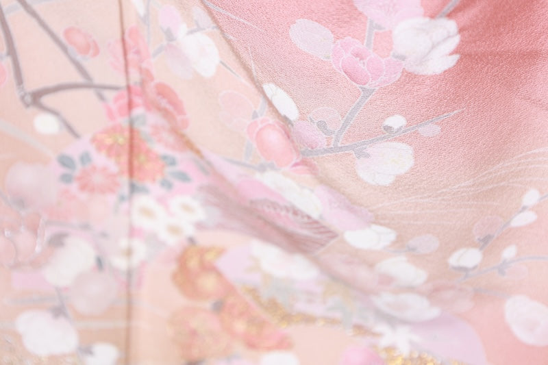 Houmongi kimono Coral pink gold Pre-owned /R502