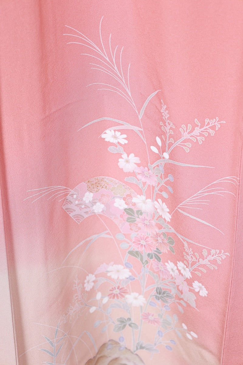 Houmongi kimono Coral pink gold Pre-owned /R502