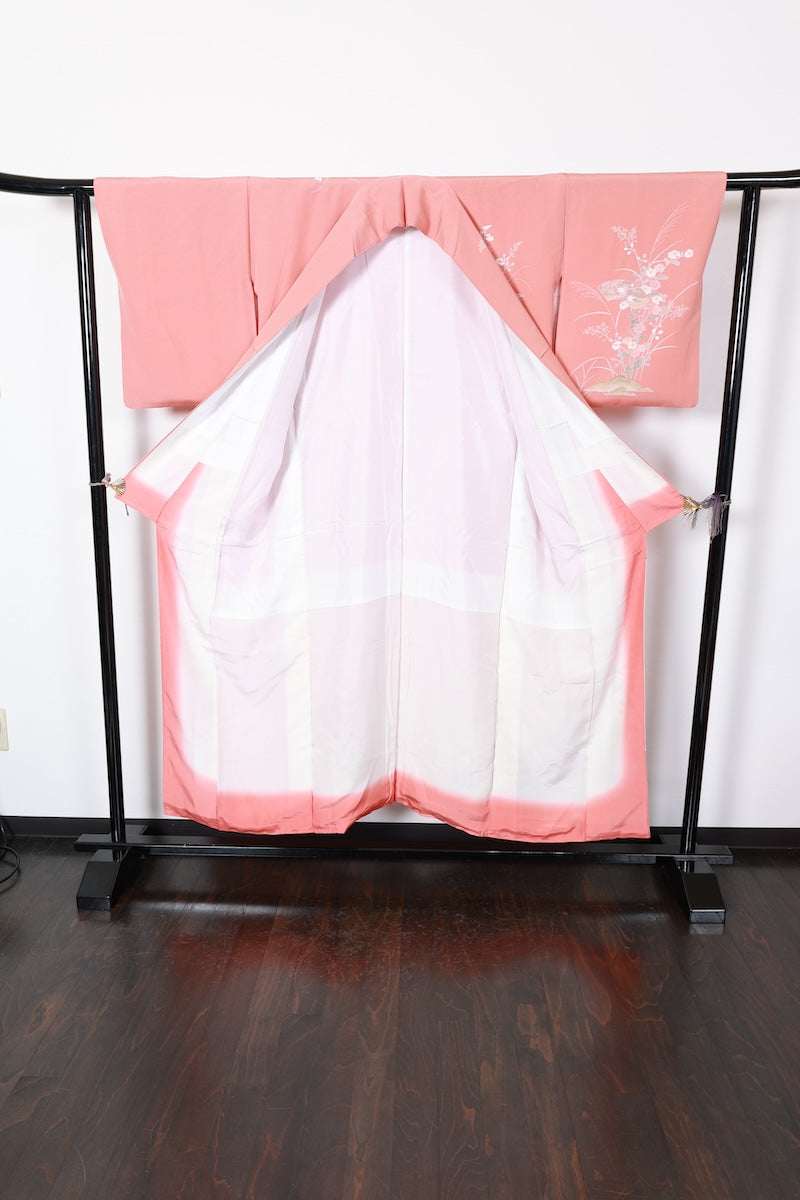 Houmongi kimono Coral pink gold Pre-owned /R502