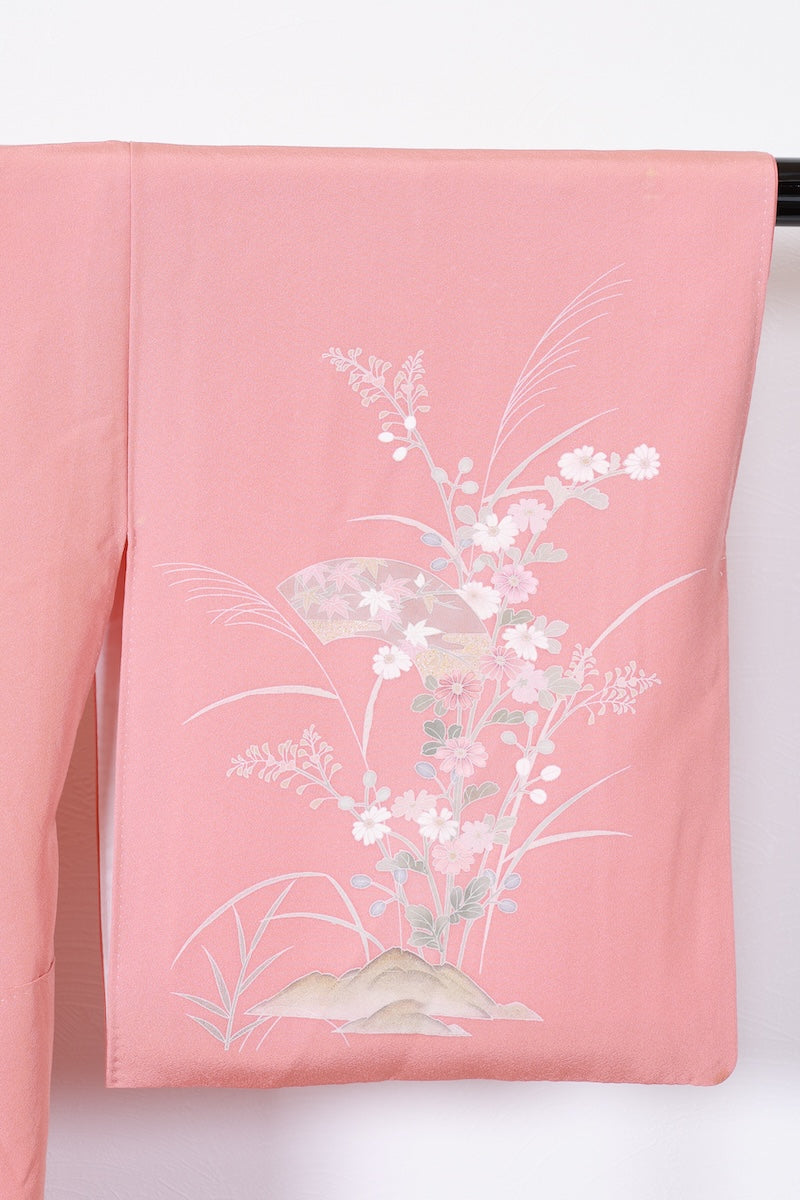 Houmongi kimono Coral pink gold Pre-owned /R502