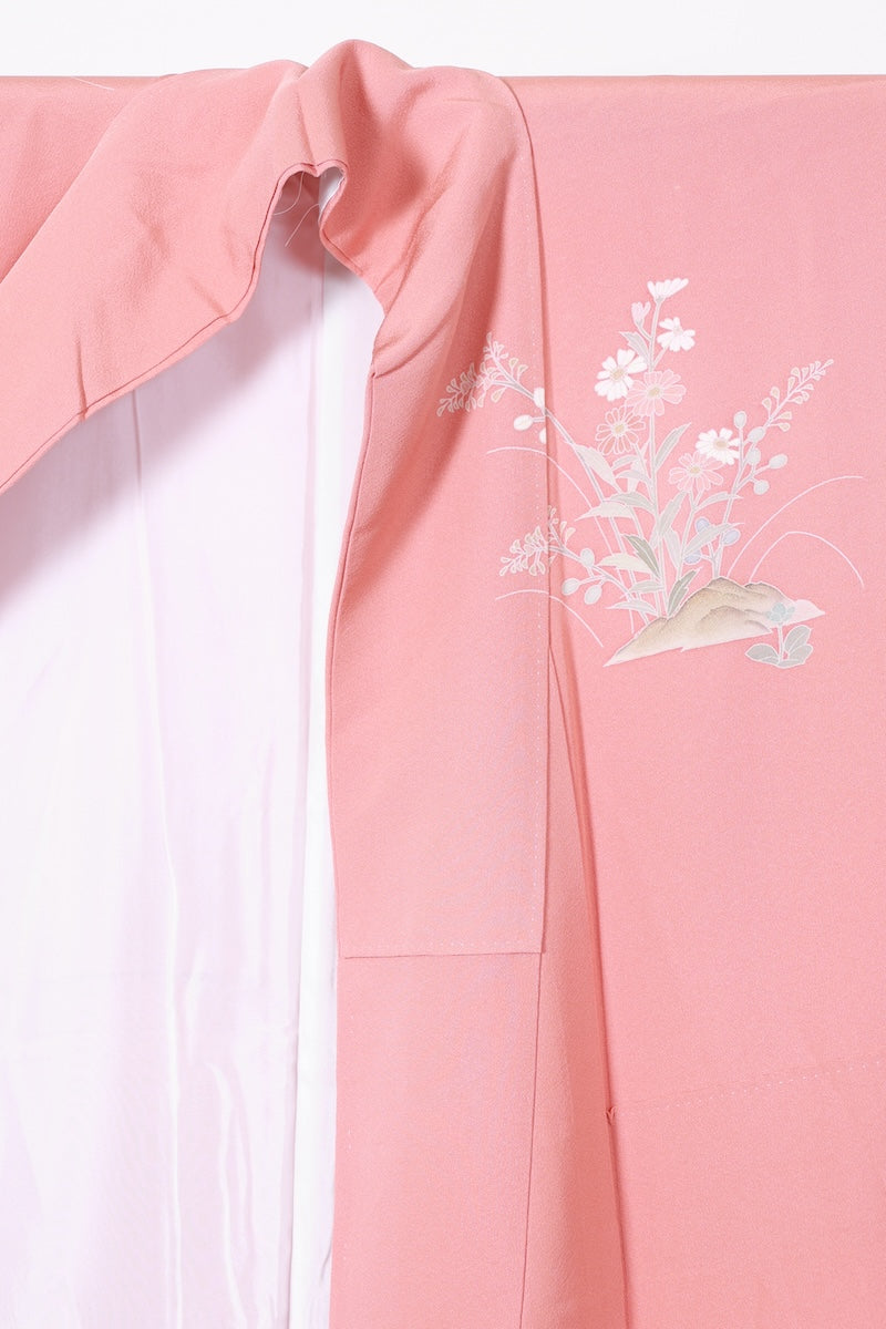 Houmongi kimono Coral pink gold Pre-owned /R502