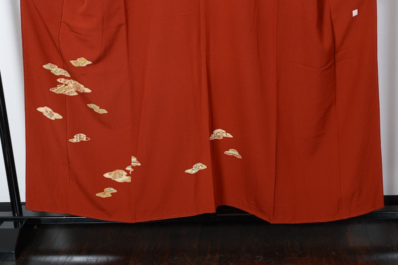 Tsukesage kimono brown beige Hand-painted, by an artist Pre-owned /R501