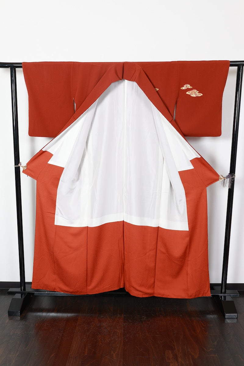 Tsukesage kimono brown beige Hand-painted, by an artist Pre-owned /R501
