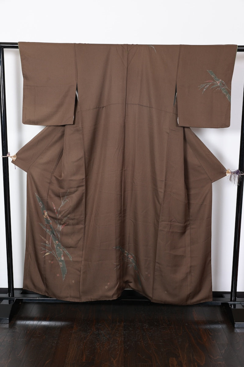 Houmongi kimono Shades of brown Hand-drawn pre-owned /R507