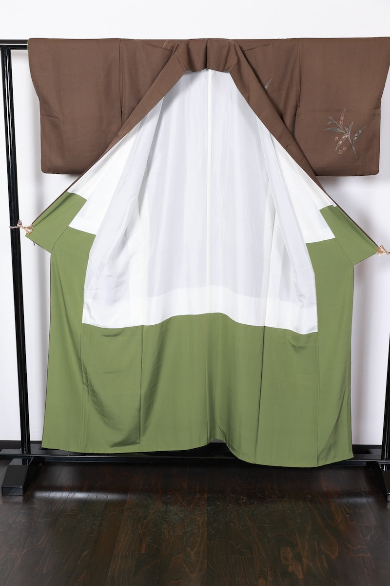 Houmongi kimono Shades of brown Hand-drawn pre-owned /R507
