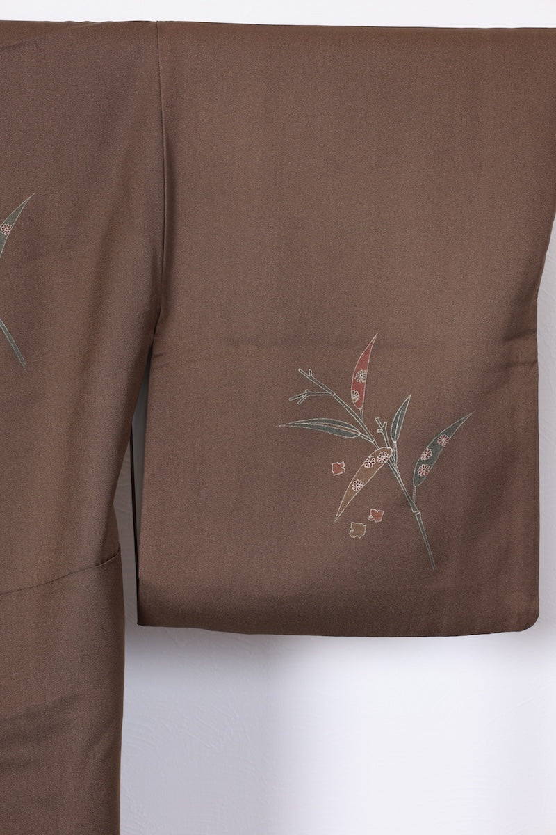 Houmongi kimono Shades of brown Hand-drawn pre-owned /R507