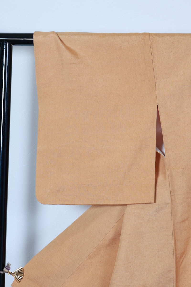 Tsukesage kimono apricot color embroidery pre-owned /R510