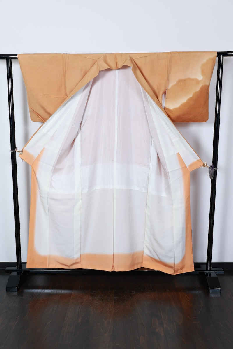 Tsukesage kimono apricot color embroidery pre-owned /R510